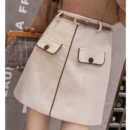 【送腰带】半身裙女秋冬2021新款毛呢ins超火的裙子包臀短裙A字裙 商品图4