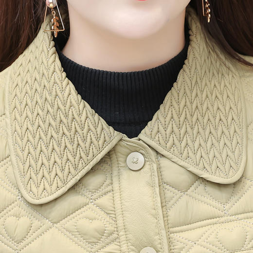 QYM I22C266-Y时尚棉服气质优雅压线格子爱心纯色外套 商品图3