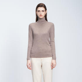 【高领抽条修身羊绒衫】羊绒世家秋冬新品女士长袖针织衫100%山羊绒精纺内搭保暖套头毛衣