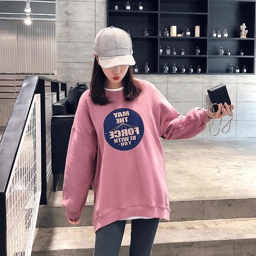 中长款卫衣女秋季新款韩版字母印花宽松圆领套头休闲上衣百搭潮流 商品图0