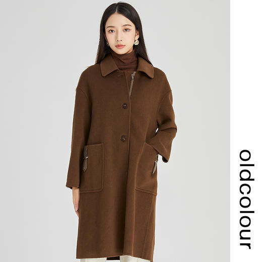 oldcolour2022冬季新款纯色气质高级感韩版长款羊毛双面呢大衣女 商品图4