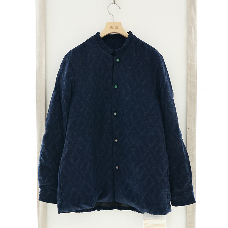 中式立领棉服男（19802619花纹藏蓝）