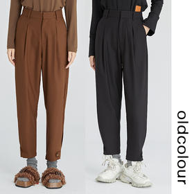 oldcolour2022冬季新款高腰直筒显瘦九分休闲裤复古垂感西装裤女