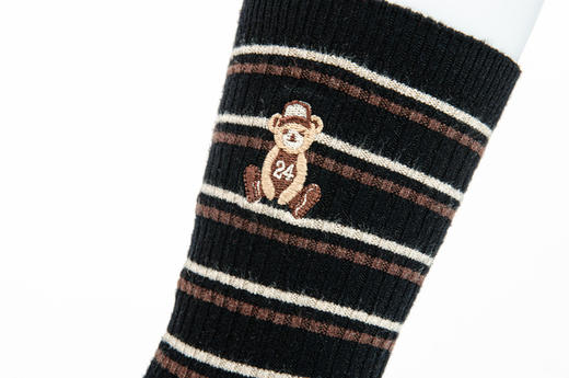 【6双6折】女 | 女士发热纤维双针条纹小熊刺绣女袜【粉色袜卡单双包】【2222807】 商品图4