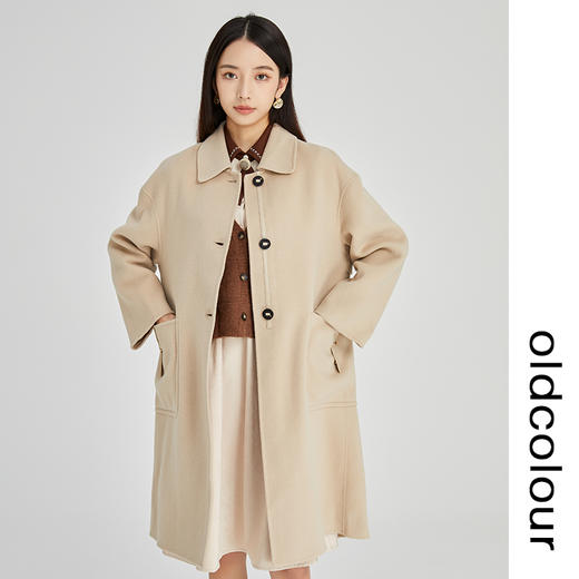 oldcolour2022冬季新款纯色气质高级感韩版长款羊毛双面呢大衣女 商品图3