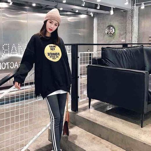 中长款卫衣女秋季新款韩版字母印花宽松圆领套头休闲上衣百搭潮流 商品图4