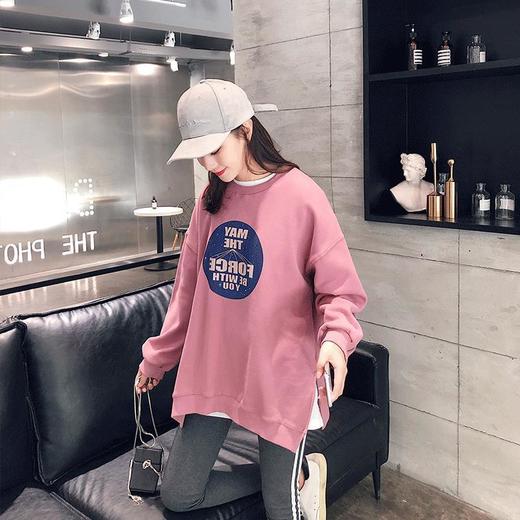 中长款卫衣女秋季新款韩版字母印花宽松圆领套头休闲上衣百搭潮流 商品图1