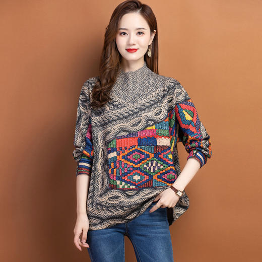 中领秋冬装小个子宽松大码毛衣，新款加厚针织打底衫洋气CC-22130 商品图1