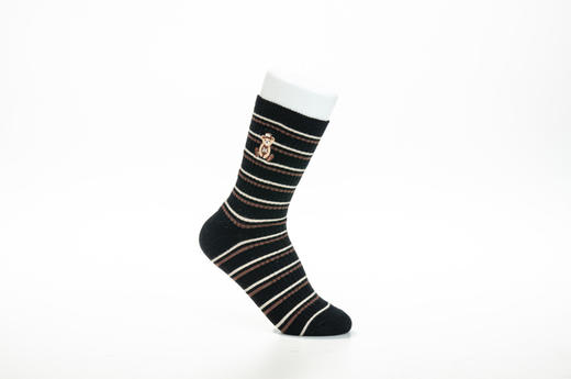 【6双6折】女 | 女士发热纤维双针条纹小熊刺绣女袜【粉色袜卡单双包】【2222807】 商品图1