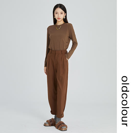 oldcolour2022冬季新款高腰直筒显瘦九分休闲裤复古垂感西装裤女 商品图2