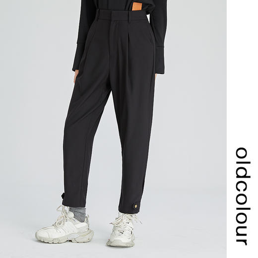 oldcolour2022冬季新款高腰直筒显瘦九分休闲裤复古垂感西装裤女 商品图1