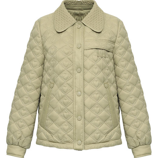 QYM I22C266-Y时尚棉服气质优雅压线格子爱心纯色外套 商品图4