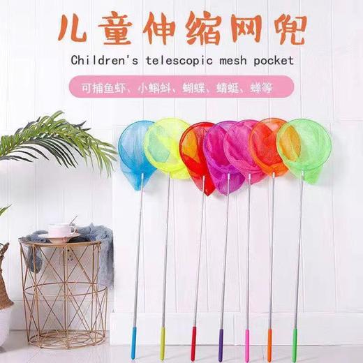儿童抄网捞鱼网可伸缩蜻蜓网兜捞兜彩色户外捕蝴蝶昆虫网捞鱼蝌蚪折叠小水桶鱼桶1个 商品图0