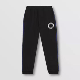 BURBERRY 巴宝莉 男士徽标图案贴花棉质休闲运动裤 黑色 8060792 A1189