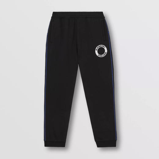 BURBERRY 巴宝莉 男士徽标图案贴花棉质休闲运动裤 黑色 8060792 A1189 商品图0