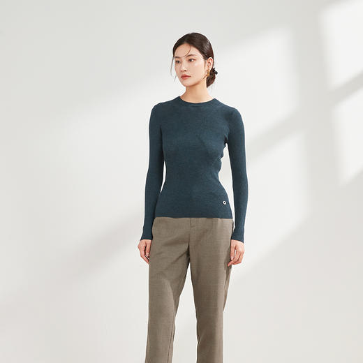 【抽条提花羊绒衫】羊绒世家22年秋冬新品女士100%山羊绒衫内搭保暖舒适毛衣 商品图2