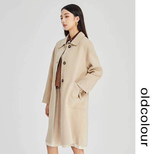 oldcolour2022冬季新款纯色气质高级感韩版长款羊毛双面呢大衣女 商品图1