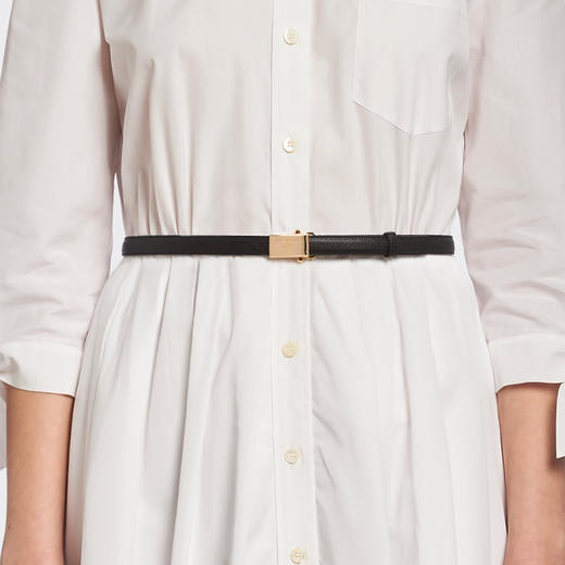 PRADA 普拉达 女士 Saffiano 十字纹皮革珐琅徽标饰牌搭扣腰带 黑色 1CC156 053 F0002 商品图2