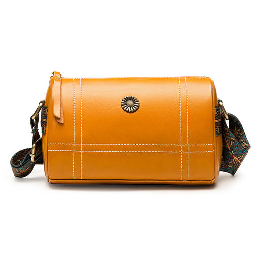 DY-8704OF 牛皮小包包女2022新款潮波士顿枕头包宽肩带女包休闲单肩斜挎包 商品图5