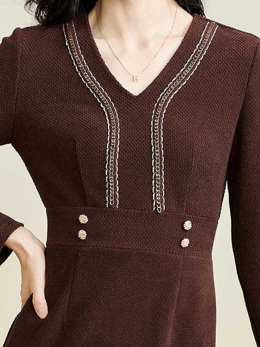 剩S 米思阳2026春季新款知性优雅休闲针织连衣裙修身显瘦中长裙子3547 商品图4