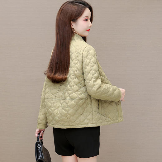 QYM I22C266-Y时尚棉服气质优雅压线格子爱心纯色外套 商品图2