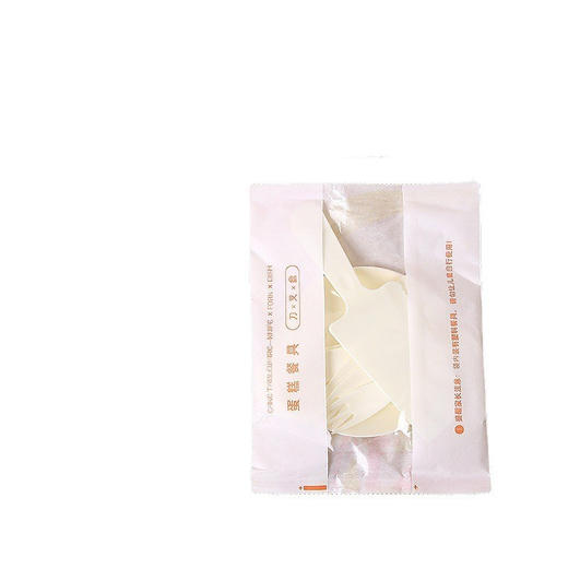 开窗纸袋塑料刀叉米白色5入 蛋糕餐碟刀叉组合 蛋糕一次性盘叉 商品图2