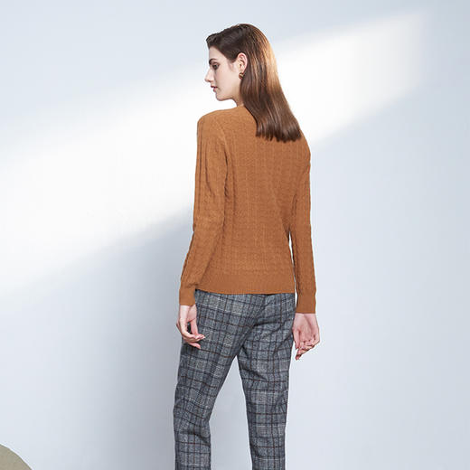 【半价款圆领绞花羊绒衫】羊绒世家秋冬新品100%山羊绒套头百搭针织打底衫 商品图2