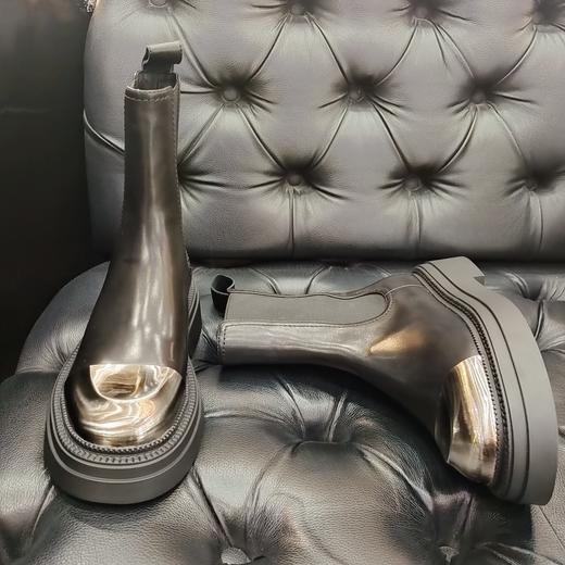 LFFJ  6151  真皮厚底金属头复古中筒英伦风短靴 商品图1
