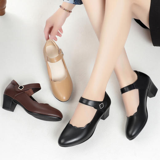 2022新款女中跟粗单皮鞋KQ-WCJ306 商品图3