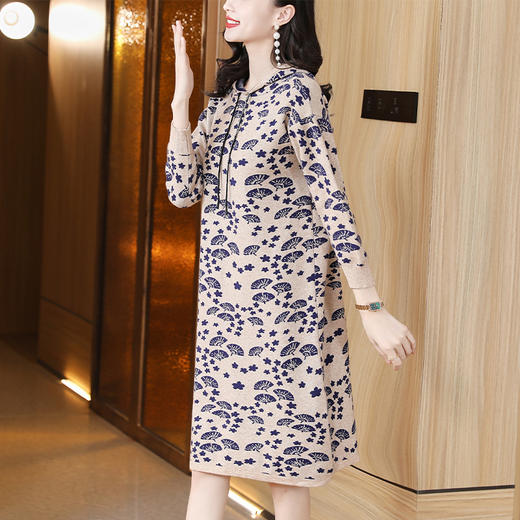 AHM tyy2290针织连帽连衣裙时尚气质遮肉外穿毛衣裙 商品图3