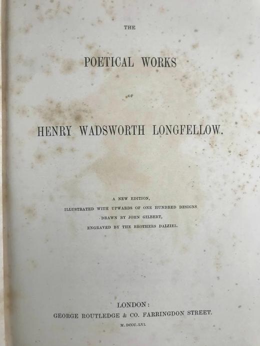 1856年 朗费罗诗集 吉尔伯特与丹泽尔兄弟百余幅版画插图 全真皮精装大32开 商品图2