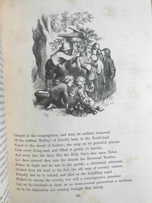 1856年 朗费罗诗集 吉尔伯特与丹泽尔兄弟百余幅版画插图 全真皮精装大32开 商品图8