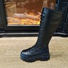 LFGJ  14630 粗跟长筒靴显瘦真皮增高骑士靴 商品缩略图1