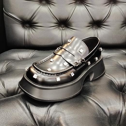 LFGJ  6142  真皮时尚镶钻一脚蹬英伦风厚底乐福鞋 商品图0