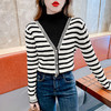 FTD-1956 条纹半高领假两件针织打底衫女秋冬2022新款内搭毛衣上衣 商品缩略图4