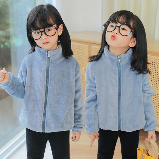 女童外套2020年秋季新款男童秋冬款摇粒绒加绒儿童装宝宝洋气秋装 商品图3