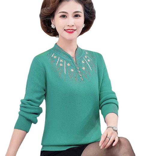 ML003-315 妈妈冬装红色毛衣洋气加绒上衣2022新款中老年女一体绒加厚打底衫 商品图4