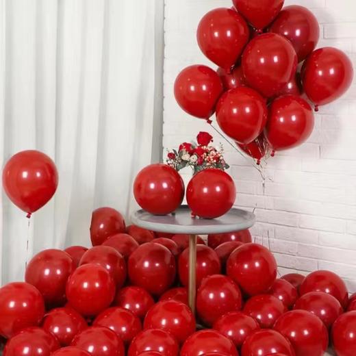 双层石榴红气球50个结婚气球婚房装饰红色双层加厚防爆浪漫喜庆婚庆宴请宝石榴红色庆典喜事布置 商品图0