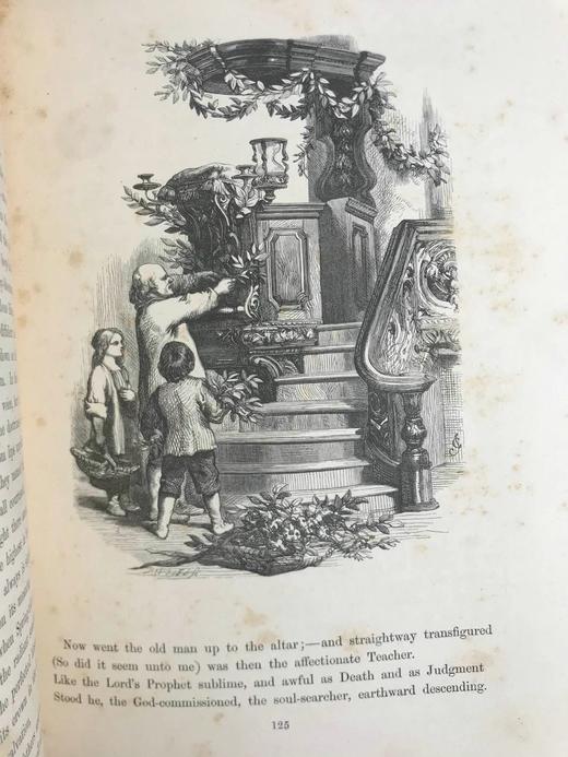 1856年 朗费罗诗集 吉尔伯特与丹泽尔兄弟百余幅版画插图 全真皮精装大32开 商品图7