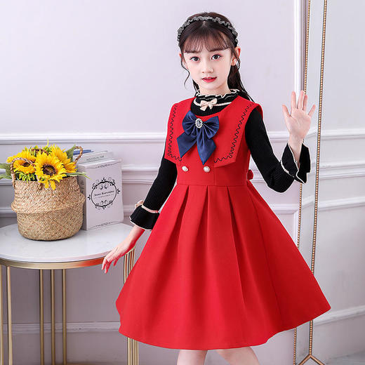 LMD88023 时尚洋气中长款加厚毛呢连衣裙 商品图1