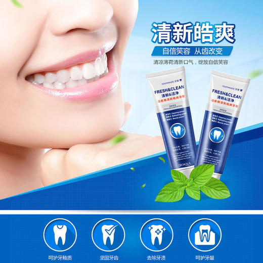 泊泉雅清新皓爽牙膏薄荷留兰香护牙龈牙膏口腔去牙渍清洁护理 商品图3