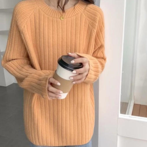 针织衫秋季新款女韩版女装ins宽松毛衣女套头慵懒风纯色打底上衣 商品图4