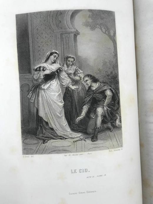 【法语】约19世纪后期 高乃依作品集 12幅版画插图 真皮脊精装16开 商品图9
