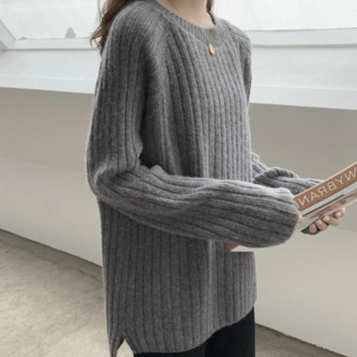 针织衫秋季新款女韩版女装ins宽松毛衣女套头慵懒风纯色打底上衣 商品图1