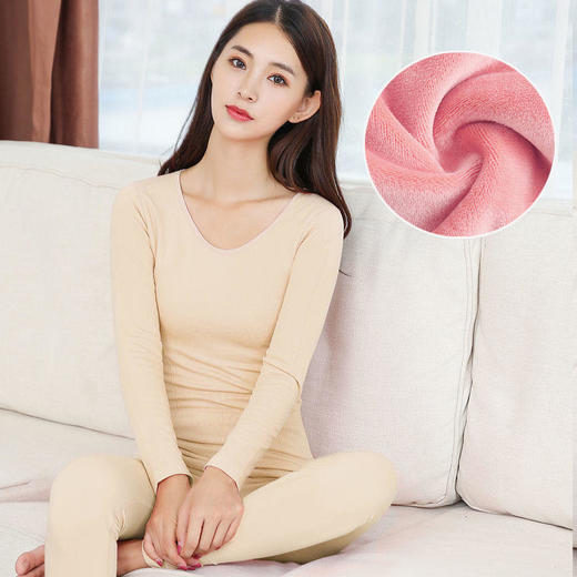 保暖内衣女加绒加厚套装学生美体修身紧身秋衣秋裤棉毛衫打底冬季 商品图3