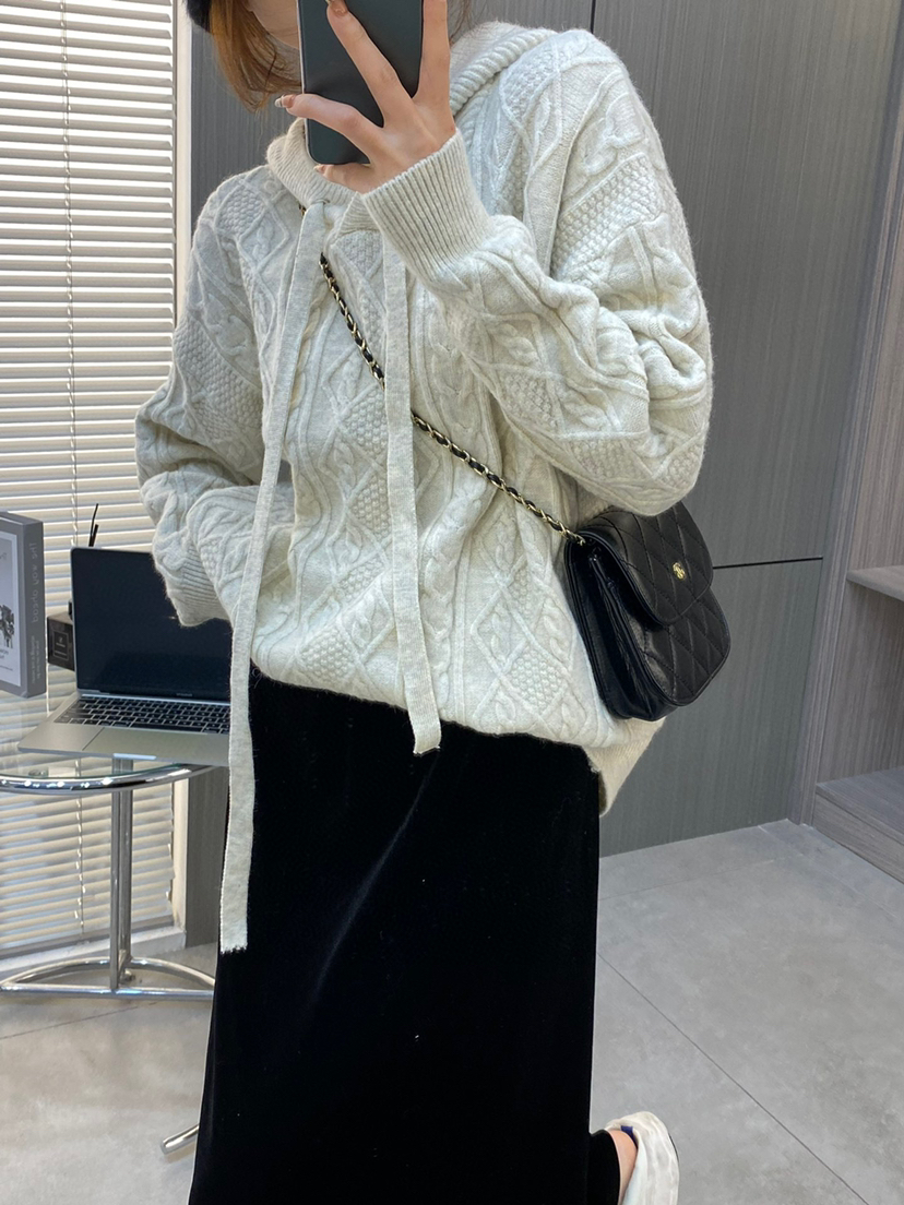 独家韩定麻花连帽