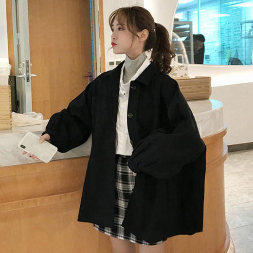 衬衫外套女韩版宽松学生春秋季新款原宿港风bf风衣oversize工装潮 商品图1