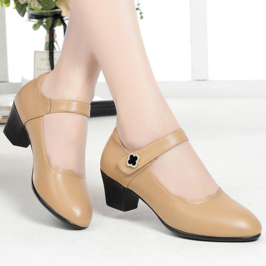 2022新款女中跟粗单皮鞋KQ-WCJ306 商品图0