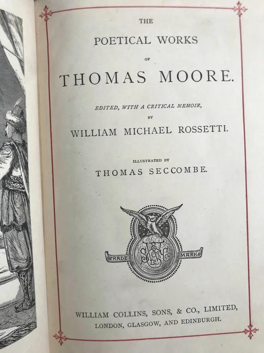 约19世纪后期 托马斯·摩尔诗集 约6幅版画插图 漆布精装32开 商品图3