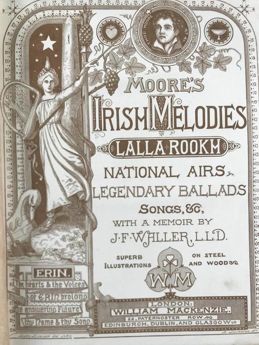 约19世纪后期 托马斯·摩尔《爱尔兰旋律》 数百幅版画插图 全真皮精装16开 商品图4